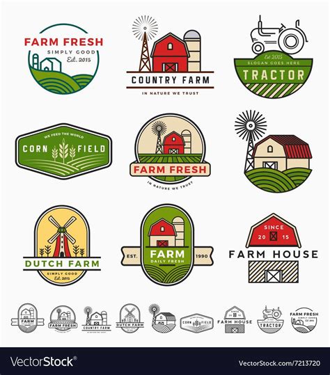 Vintage Modern Farm Logo Template Design Vector Image Aff Farm