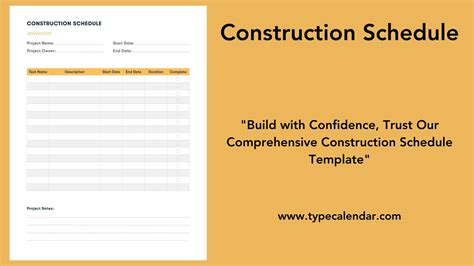 Free Printable Construction Schedule Templates And Pdf Word