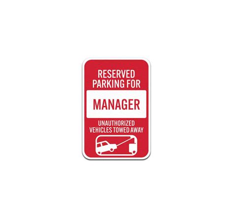 Shop For Reserved Parking For Manager Aluminum Sign Non Reflective