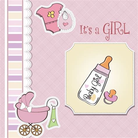 Premium Vector New Baby Girl Announcement Card