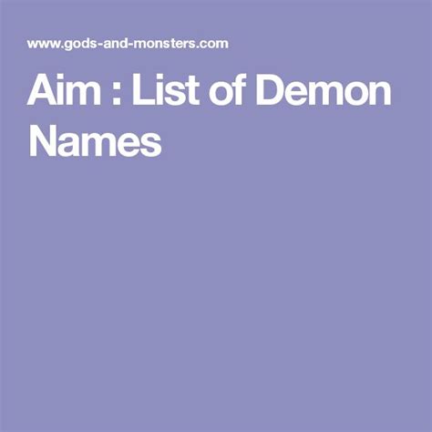 Aim List Of Demon Names Aim Demon Names
