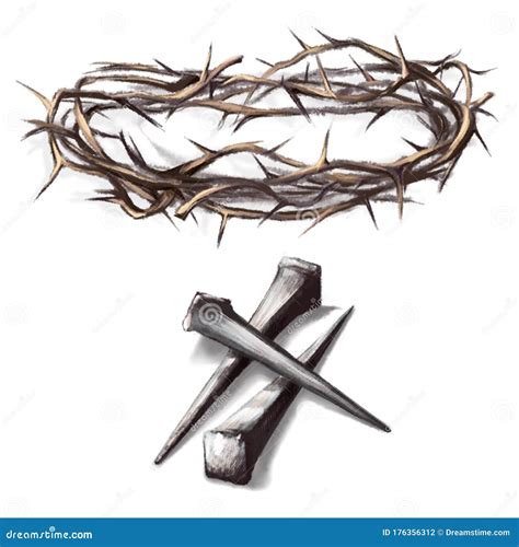 Crown Of Thorns Nails Jesus Christ Golgotha Stock Illustration