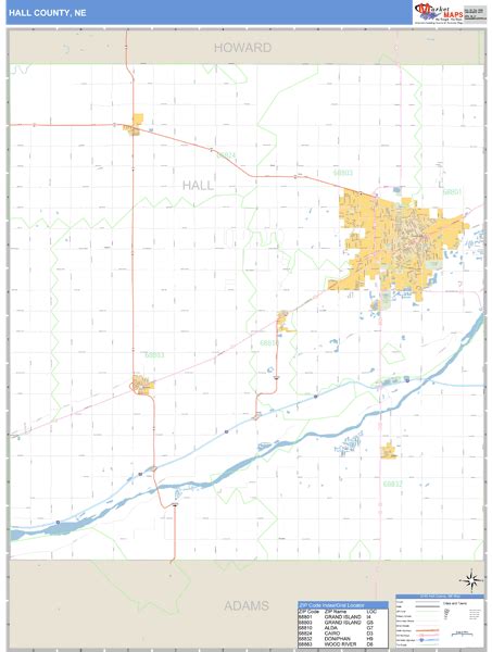 Hall County Nebraska Zip Code Wall Map
