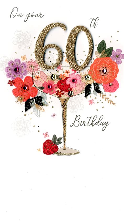 60th Birthday Greeting Card Hand Finished Cards