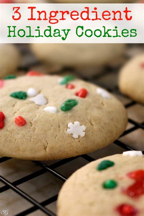 easy three ingredient brown sugar holiday cookies with fun holiday sprinkle… simple holiday