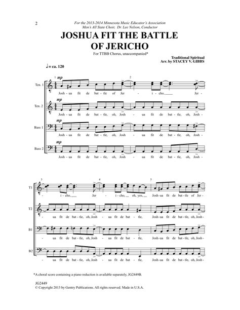 Traditional Spiritual Joshua Fit The Battle Of Jericho Arr Stacey V Gibbs Sheet Music