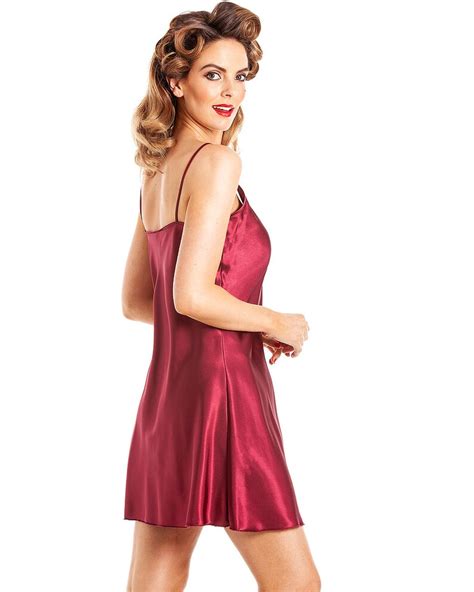 jane classic short satin nightdress vintage burgundy etsy uk