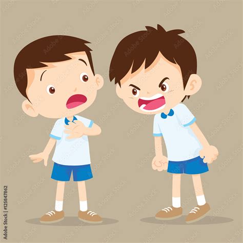 Quarreling Kids Angry Boy Shouting At Friendraging Kidschildren