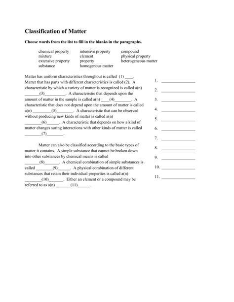 Classification Of Matter Worksheets — db-excel.com