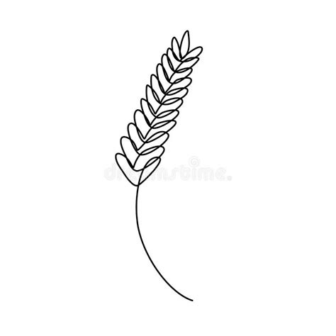 Wheat In Continuous Line Art Style With Editable Stroke Outline