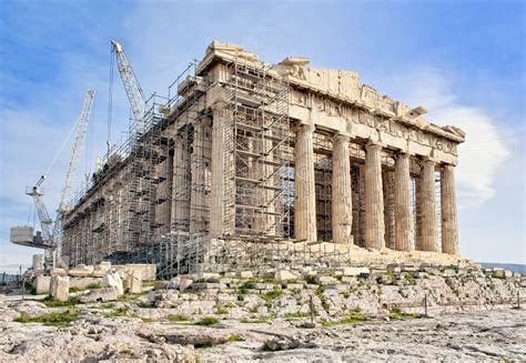 Acropoli Greca A Atene Su Ricostruzione Immagine Stock Immagine Di