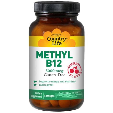 Country Life Methyl B12 Cherry Flavor 5000 Mcg 60 Lozenges