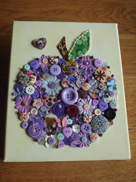Handcrafted Canvas Wall Art Using Buttons Beads And Gems Etsy Button