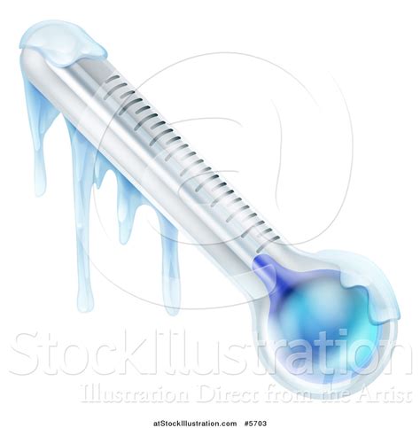 Vector Illustration Of A 3d Frozen Thermometer With Winter Ice By