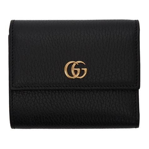 Gucci Black Small Gg Marmont Trifold Wallet Lyst
