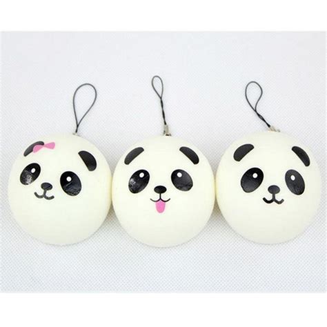 10cm Cute Chubby Black White Panda Bread Phone Strap Soft Panda Squishy