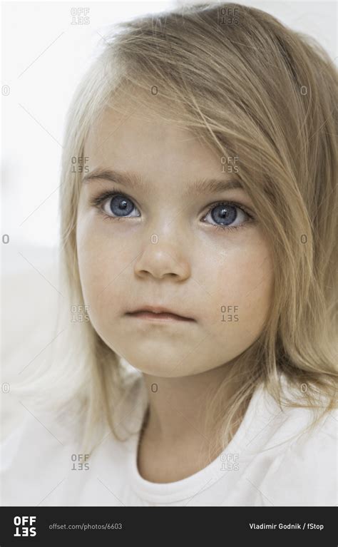 A Young Girl With A Wet Cheek From Crying Stock Photo Offset