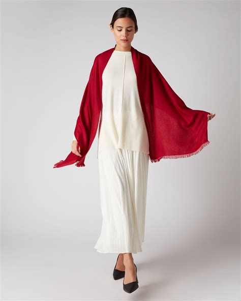 Womens Pashmina Cashmere Stole Ruby Red Npeal
