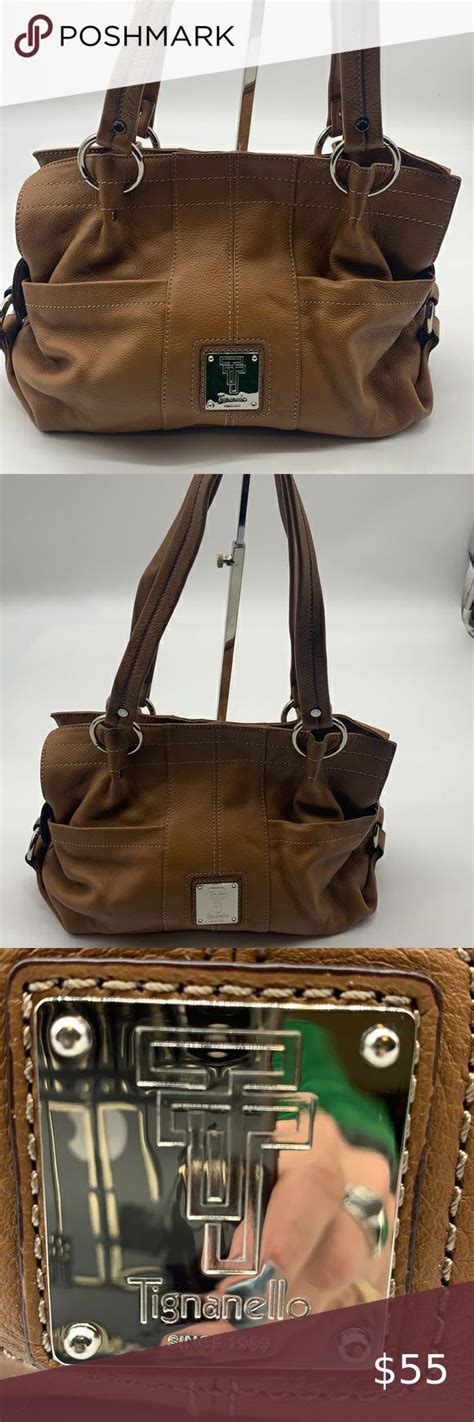 Tignanello Carmel Color Pebble Leather Shoulder Bag In Excellent
