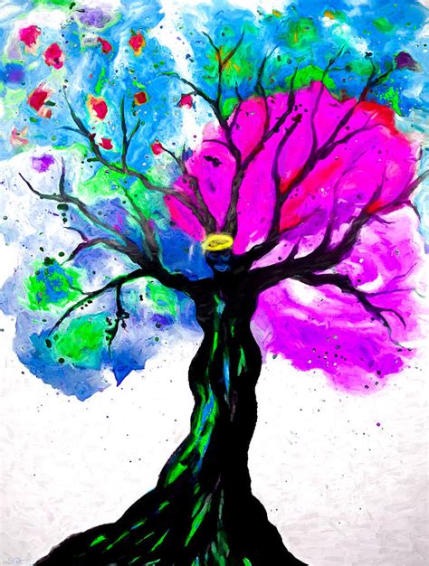 Feminine Tree Of Life Painting By Abstract Angel Artist Stephen K