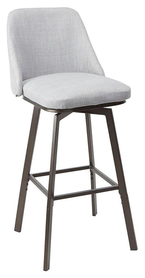 Posano Adjustable Height Curved Back Upholstered Barstool Gray