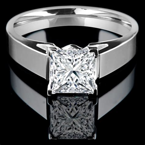 Princess Cut Diamond Solitaire Cathedral Set 4 Prong Engagement Ring In