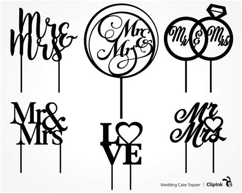 Wedding cake topper svg, Mr&Mrs svg | svg, png, eps, dxf, pdf | ClipInk