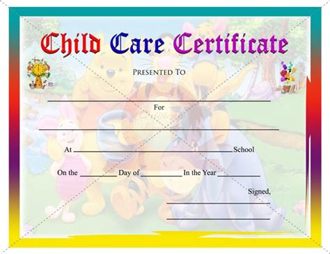 Child Care Certificate Kids Certificate Templates Pinterest