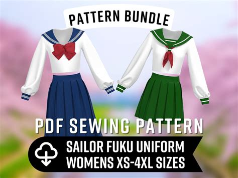 Sailor Fuku Sewing Pattern Bundle Womens Xs 4xl Seifuku Etsy