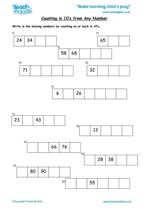 Counting By 10s Worksheets
