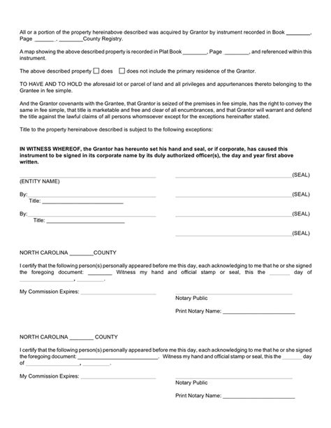 General Warranty Deed Form North Carolina In Word And Pdf Formats