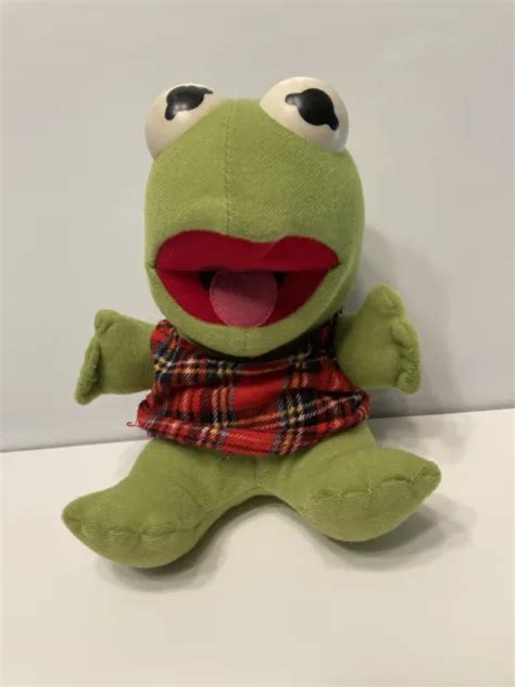 Vtg Muppet Babies Baby Kermit The Frog Plush Wplaid Vest 7 Jim Henson