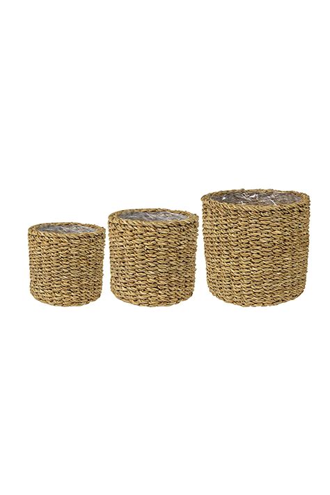 Buy Ivyline Set Of 3 Natural Garden Oslo Seagrass Lined Planters From