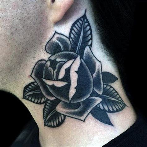 Black Rose Neck Tattoos For Men Best Tattoo Ideas
