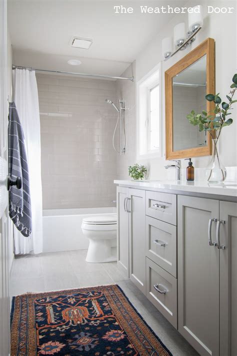 The year 2021 collection is here: Gray and White Guest Bathroom Reveal - The Weathered Door | Traditional bathroom, Yellow ...