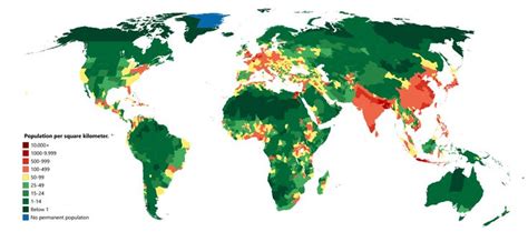 Population Density Of The World In 2020 Map World Cartography
