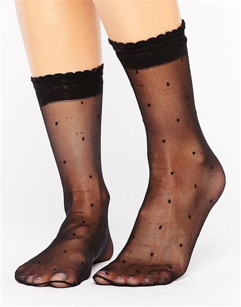 ASOS Sheer Dotty Ankle Sock With Frills Best Sheer Socks POPSUGAR