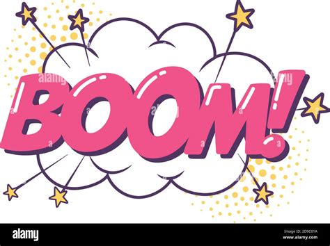 Boom Explosion Pop Art Element Sticker Icon Isolated Design Vector