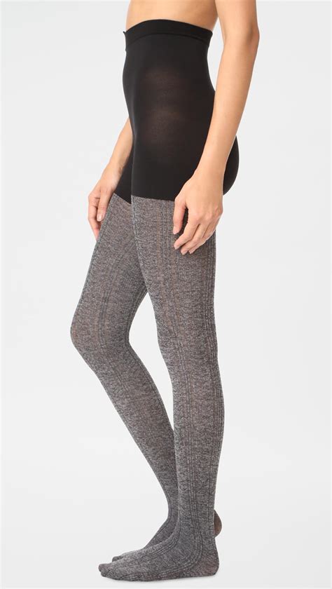 Lyst Spanx Cozy Cable Knit Tights In Gray