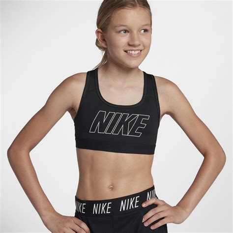 Nike Girls Pro Classic Graphic Sports Bra Blackwhite
