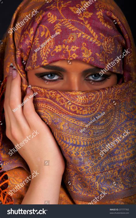 Muslim Girl With Beautiful Blue Eyes Stock Photo 37777765