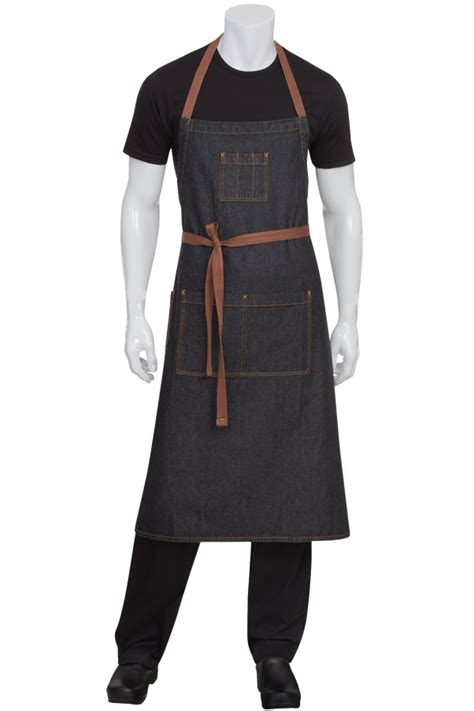 black denim adjustable bib apron