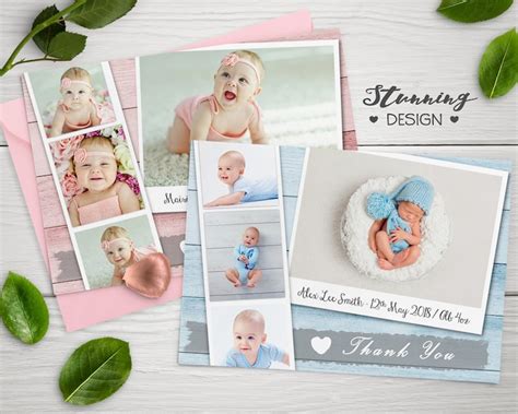 Personalised Thank You Cards With Photo Birthday New Baby Etsy