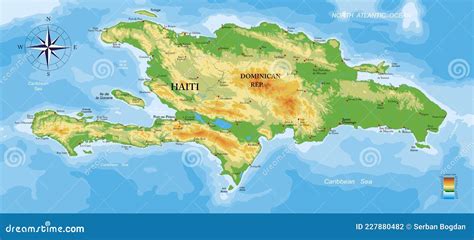Haiti And Dominican Republic Physical Map Stock Vector Illustration Of Romana Road 227880482