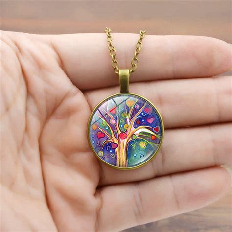 Creative Tree of Life Round Locket Pendant Necklace - Fairyseason