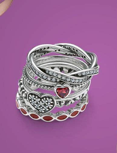 Pandora rose™ sparkling wishbone heart cz ring 65.0 $65 quickview pandora rose™ pink solitaire cz ring 45.0 $45. Ruby Red Heart Stacking Rings | Pandora jewelry charms ...