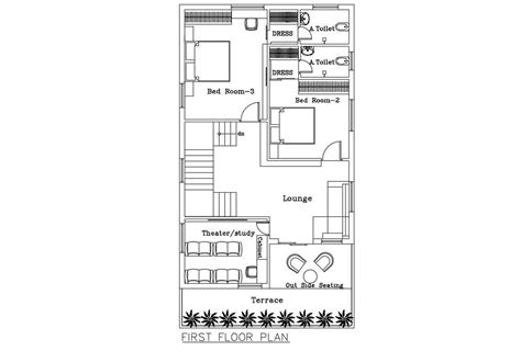 Fully Furnished 2 Bhk First Floor Design Autocad File Cadbull