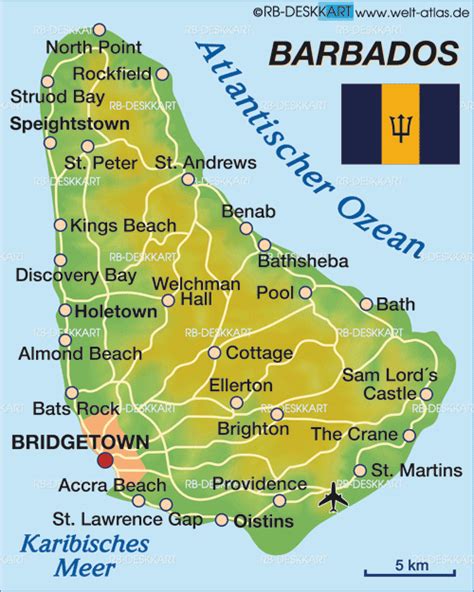 Map Of Barbados And Surrounding Islands Barbados Kings Beach Map