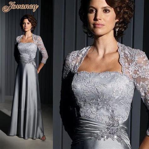 Custom Made Long Formal Evening Dress Silver Lace Mother Of The Bride