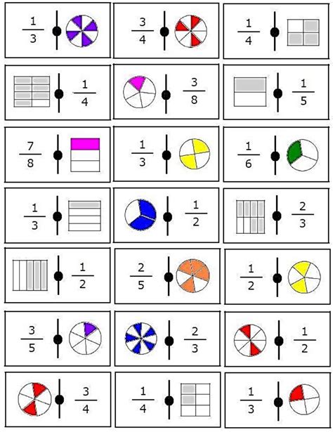 Dominó De Fracciones Y Figuras Geométricas Domino De Fracciones